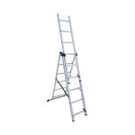 Echelle transformable 3 plans 3x6 chelons 3, 4m / 4, 3m en aluminium hailo hobbystep