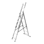 Echelle transformable 3 plans 3x7 �chelons 4m / 4, 9m en aluminium hailo hobbystep type d'embouts - embout ...