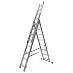 Echelle transformable 3 plans 3x8 �chelons 4, 6m / 5, 45m en aluminium hailo hobbystep type d'embouts ...