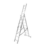 Echelle transformable 3 plans 3x8 �chelons 4, 6m / 5, 45m en aluminium hailo hobbystep type d'embouts ...