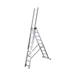 Echelle transformable 3 plans 3x9 chelons 5, 9m / 6, 7m en aluminium hailo hobbystep