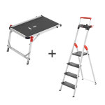 Escabeau en aluminium 4 marches larges hailo l100 + plateforme tp1