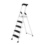 Escabeau professionnel en aluminium 5 marches extra larges hailo 4xl blackline pro