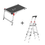 Escabeau t�lescopique hailo tl100 + plateforme escalier hailo tp1