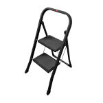 Marche pied 2 marches pliable antid�rapant en acier hailo k15 coloris - noir
