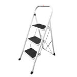 Marche pied 3 marches pliable antid�rapant en acier hailo k15 coloris - blanc
