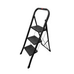 Marche pied 3 marches pliable antid�rapant en acier hailo k15 coloris - noir