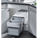 Poubelle d'angle encastrable tri s�lectif 2 bacs 40l (20 + 20) hailo rondo comfort