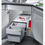 Poubelle d'angle encastrable tri slectif 3 bacs 34l (18 + 8 + 8) hailo rondo
