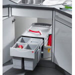 Poubelle d'angle encastrable tri s�lectif 4 bacs 32l (4x8l) hailo rondo