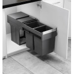 Poubelle de cuisine 2 bacs encastrables 26l (13 + 13) hailo as tandem