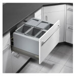 Poubelle de cuisine encastrable pour tiroir coulissant 35l hailo as xxl 600
