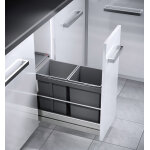 Poubelle de cuisine tri slectif 2 bacs encastrable 30l (15 + 15) hailo tandem