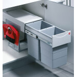 Poubelle de cuisine tri s�lectif 2 bacs encastrable 30l (15 + 15) hailo tandem + balayette