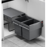 Poubelle de cuisine tri s�lectif 2 bacs encastrable 40l (18 + 18) hailo raumspar tandem coloris - gris ...
