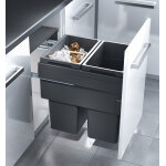 Poubelle de cuisine tri slectif 2 bacs encastrable 76l (38 + 38) hailo euro cargo