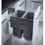 Poubelle de cuisine tri sélectif 2 bacs encastrable 80l (38 + 38) hailo euro cargo anthracite Poubelle de cuisine tri sélectif 2 bacs encastrable 80l (38 + 38) hailo euro cargo anthracite