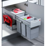 Poubelle de cuisine tri s�lectif 3 bacs encastrable 30l (10 + 10 + 10) hailo terzett + kit balayette