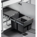 Poubelle de cuisine tri s�lectif 3 bacs encastrable 34l (18 + 8 + 8) hailo as raumspar tandem coloris ...