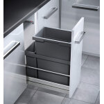 Poubelle encastrable 2 bacs pour meuble coulissant 45l (38 + 7) hailo euro cargo