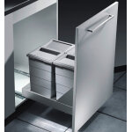 Poubelle encastrable 2 bacs pour meuble coulissant 50l (24 + 24) hailo bottom mount