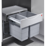Poubelle encastrable tri s�lectif 2 bacs 30l (18 + 12) hailo raumspar tandem s coloris - gris