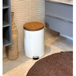 Poubelle � p�dale 20l acacia selekta coloris - blanc