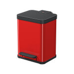 Poubelle de tri slectif 2 bacs  pdale 20l (9 + 9) hailo ko duo plus m coloris - rouge
