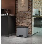 Poubelle de tri slectif 2 bacs  pdale 25l (17 + 9) hailo ko duo plus l coloris - argent