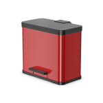 Poubelle de tri slectif 2 bacs  pdale 25l (17 + 9) hailo ko duo plus l coloris - rouge