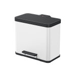 Poubelle de tri s�lectif 3 bacs � p�dale 30l (9 + 9 + 9) hailo �ko trio plus l coloris - blanc