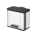 Poubelle de tri slectif 3 bacs  pdale 30l (9 + 9 + 9) hailo ko trio plus l coloris - inox