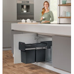 Poubelle de tri s�lectif encastrable 28 litres (14 + 14) hailo ecoline design l duo