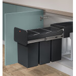 Poubelle de tri s�lectif encastrable 30 litres (10 + 10 + 10) hailo ecoline design l trio