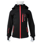 Blouson de ski softshell ganne noir / corail