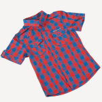 Chemise manches courtes garon eclivax1016 bleu rouge