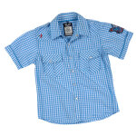 Chemise manches courtes garon ecotine blanc / turquoise