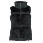 Doudoune fourrure sans manches femme afur noir