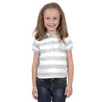 Polo fille flaca38 blanc / gris