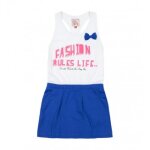 Robe fille frules blanc / bleu