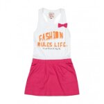 Robe fille frules blanc / fushia