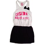 Robe fille frules blanc / noir