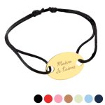 Ocadeau bracelet ovale plaqué or cordon Ocadeau bracelet ovale plaqué or cordon
