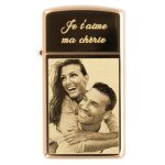 Ocadeau briquet zippo slim brass grav