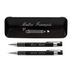 Ocadeau coffret stylo et porte - mine maitresse noir