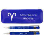 Ocadeau duo bille porte mine bleu grav