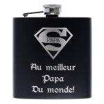 Ocadeau flasque acier noir gravée Ocadeau flasque acier noir gravée
