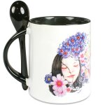 Ocadeau mug noir photo avec cuillre