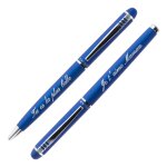 Ocadeau parure stylos luxe bleu gravée Ocadeau parure stylos luxe bleu gravée