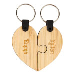 Ocadeau porte cl 2 coeurs en bois grav